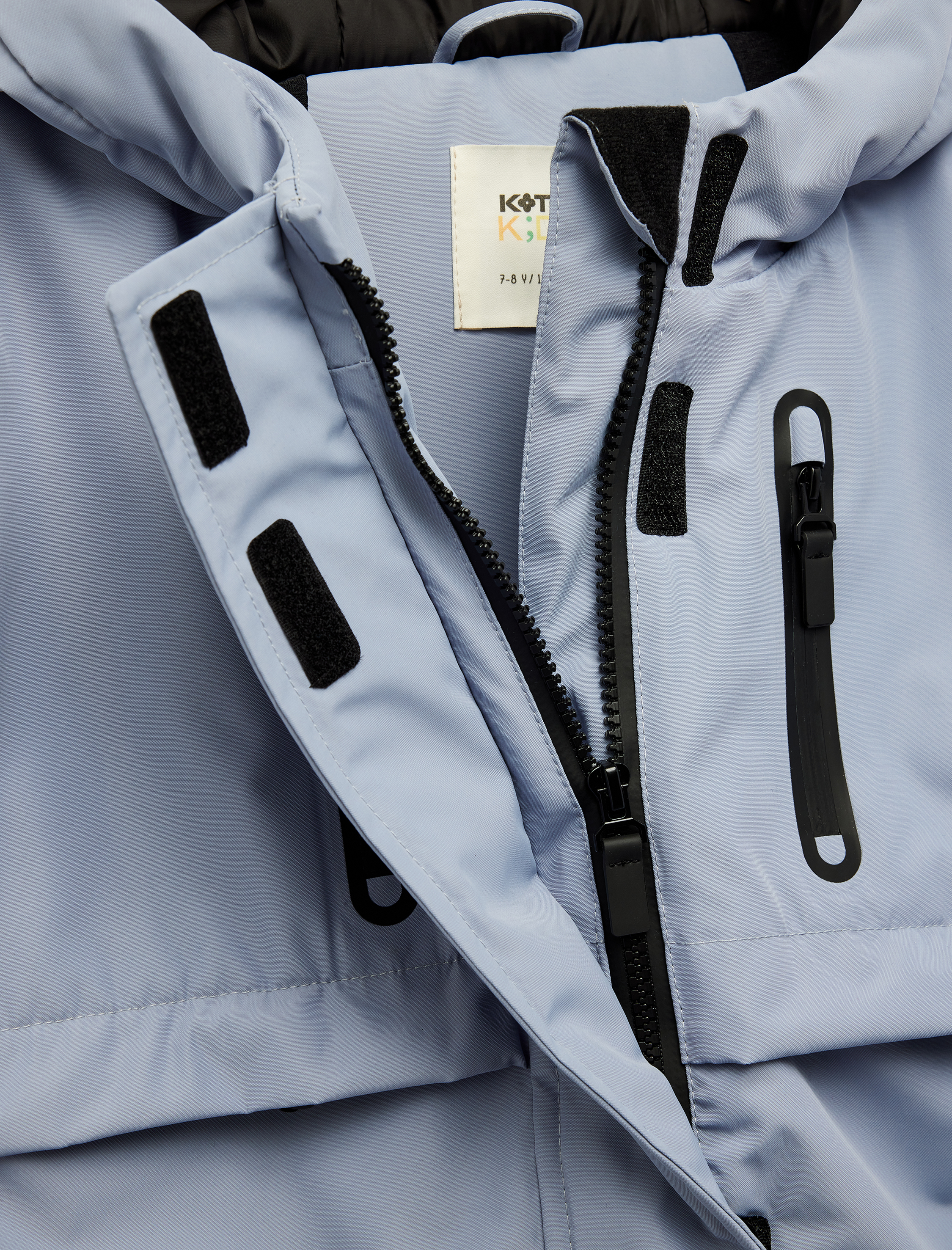  Kız Çocuk Kapşonlu Uzun Kollu Fermuar Detaylı Oversize Mont