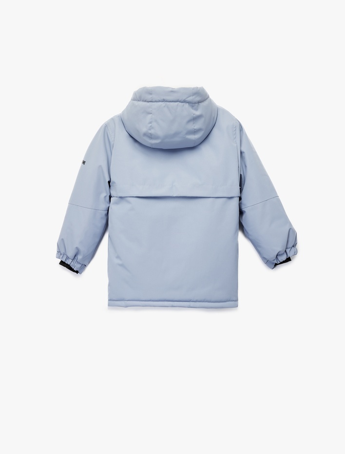 Kız Çocuk Kapşonlu Uzun Kollu Fermuar Detaylı Oversize Mont