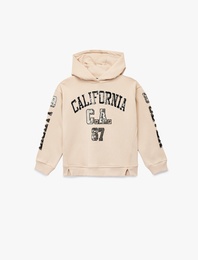 Pamuklu Uzun Kollu Pullu Payetli Kapşonlu Sweatshirt