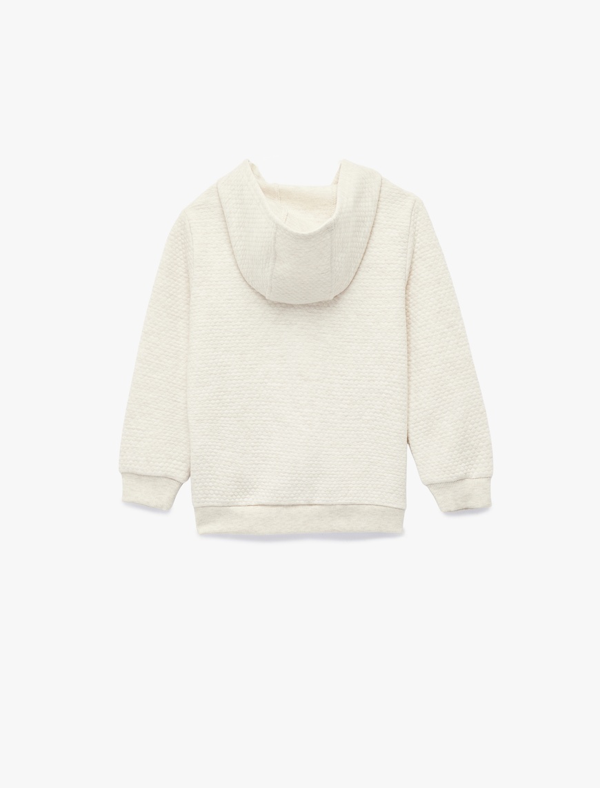  Kız Bebek Kapşonlu Dokulu Uzun Kollu Fermuarlı Sweatshirt