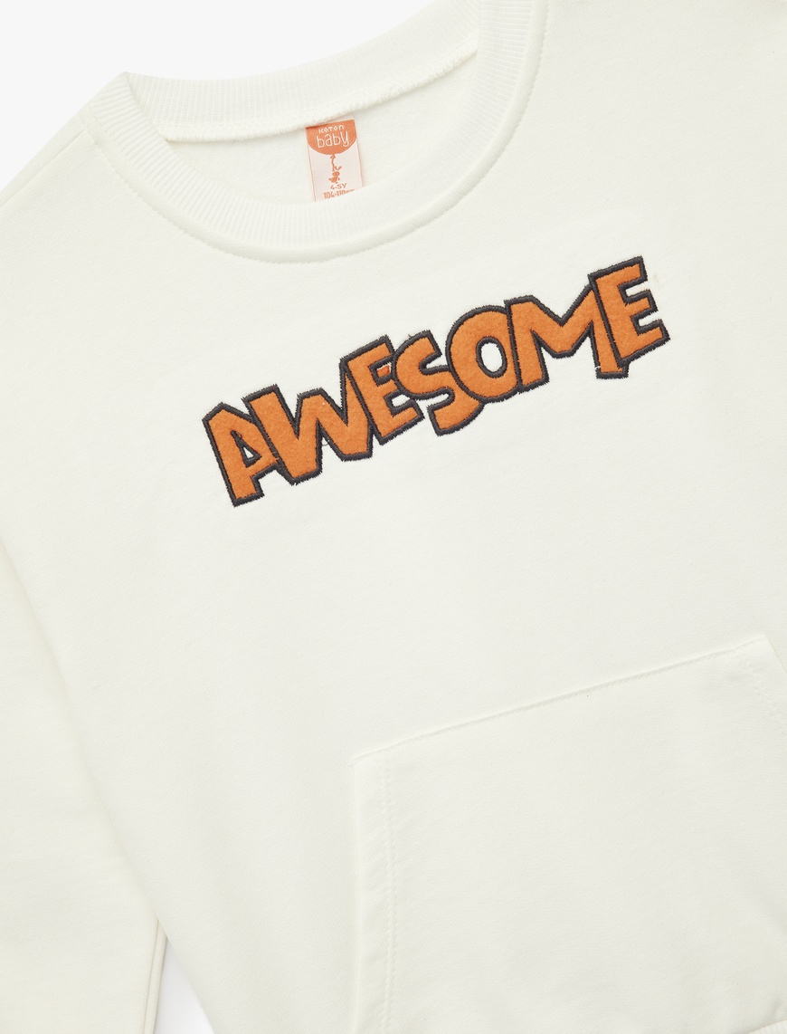  Erkek Bebek Uzun Kollu Bisiklet Yaka Şardonlu Pamuklu Sweatshirt