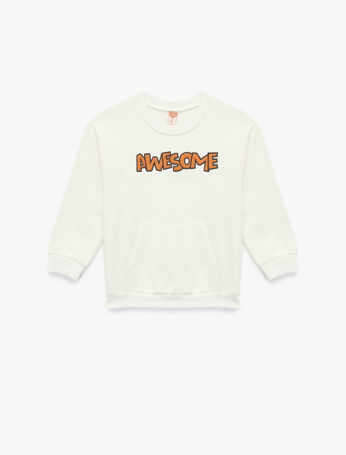Erkek Bebek Uzun Kollu Bisiklet Yaka Şardonlu Pamuklu Sweatshirt
