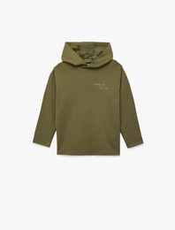 Pamuklu Uzun Kollu Kapşonlu Baskılı Sweatshirt