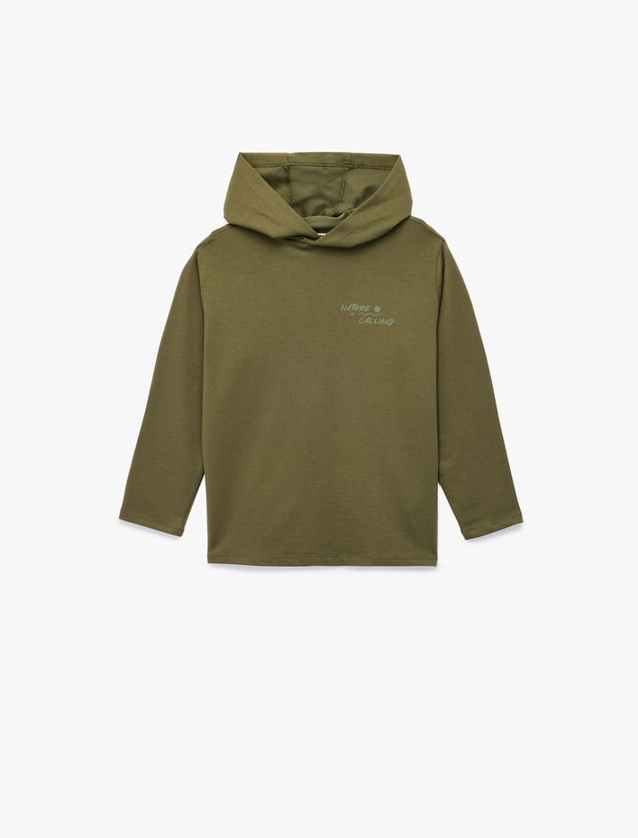 Erkek Çocuk Pamuklu Uzun Kollu Kapşonlu Baskılı Sweatshirt