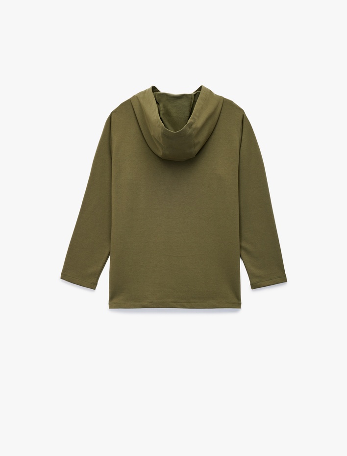 Erkek Çocuk Pamuklu Uzun Kollu Kapşonlu Baskılı Sweatshirt