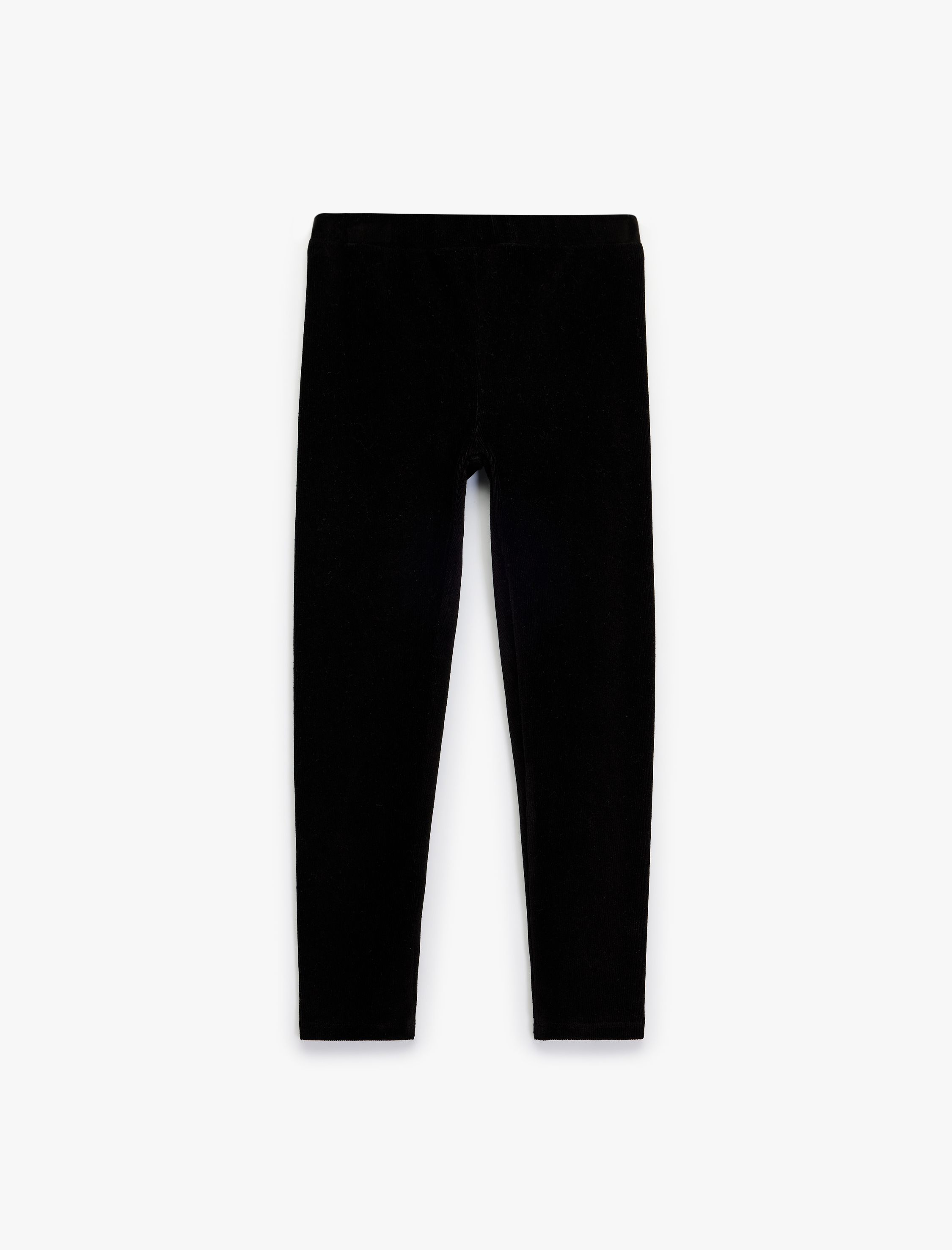  Kız Çocuk Beli Lastikli Yüksek Bel Basic Kadife Tayt