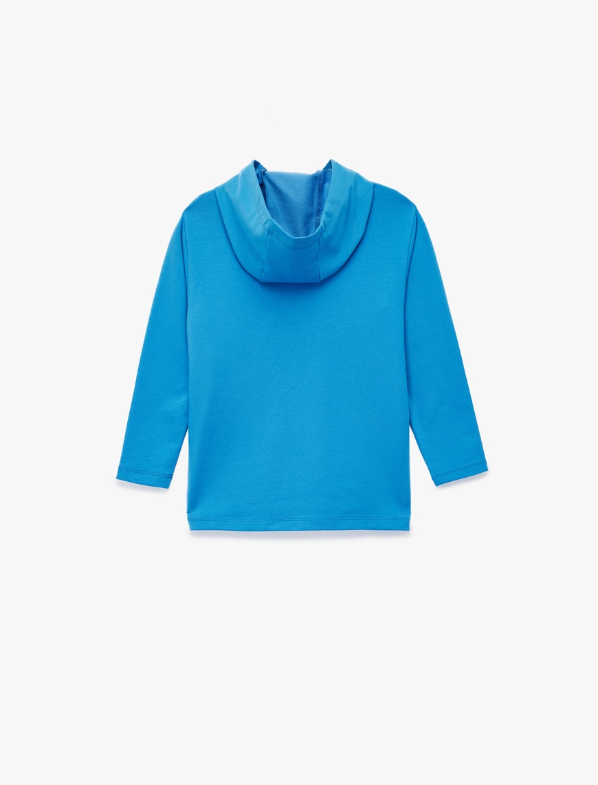  Erkek Çocuk Pamuklu Uzun Kollu Baskılı Kapşonlu Sweatshirt