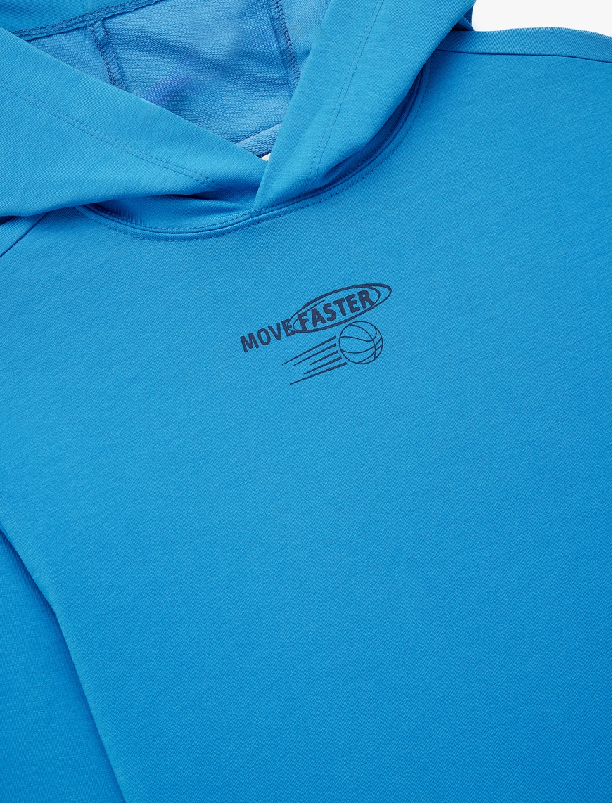  Erkek Çocuk Pamuklu Uzun Kollu Baskılı Kapşonlu Sweatshirt