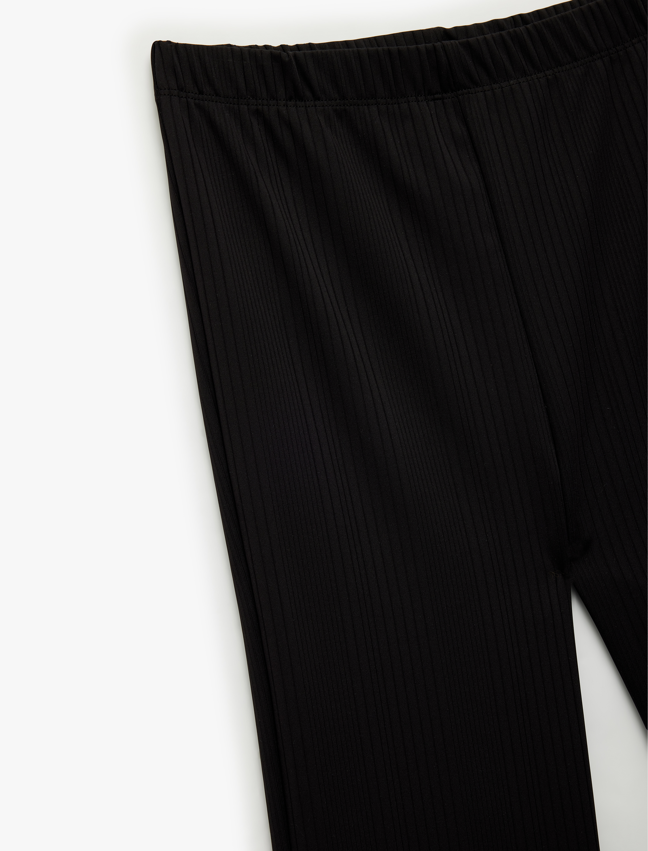  Kız Çocuk Beli Lastikli Dokulu Basic Bol Paça Pantolon