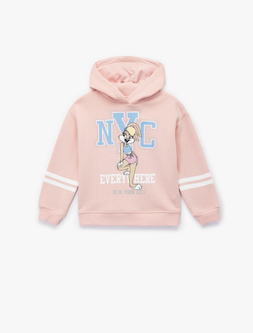  Kız Çocuk Lisanslı Lola Bunny Baskılı Uzun Kollu Kapşonlu Sweatshirt