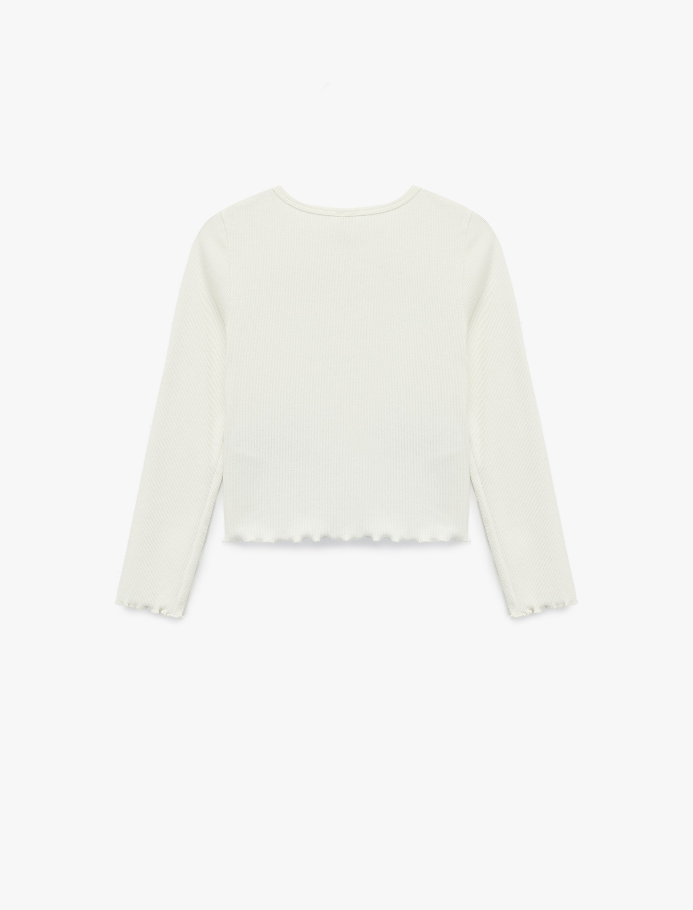  Kız Çocuk Pamuklu Uzun Kollu Bisiklet Yaka Baskılı Tişört