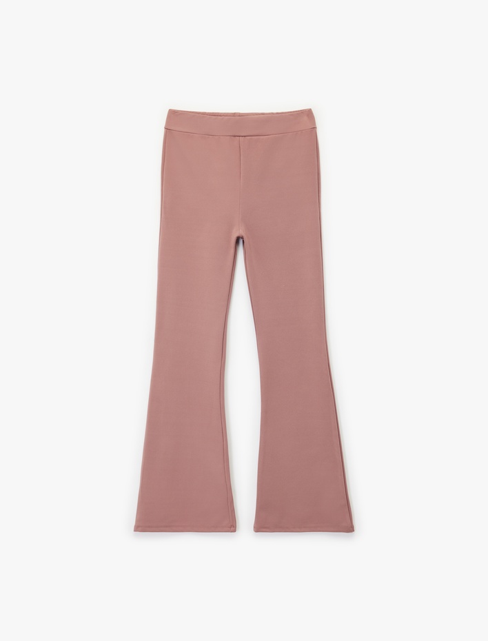 Kız Çocuk Beli Lastikli Dar Kalıp Basic İspanyol Paça Pantolon