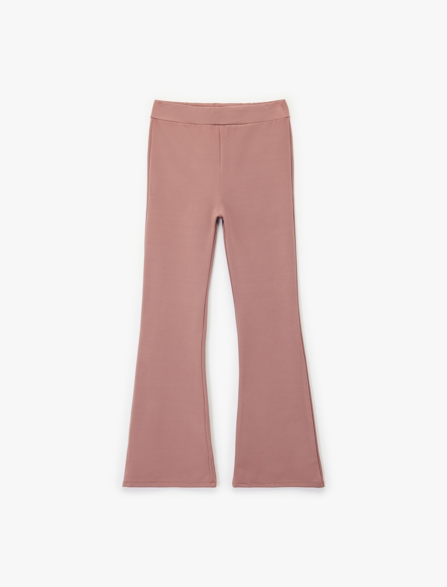  Kız Çocuk Beli Lastikli Dar Kalıp Basic İspanyol Paça Pantolon