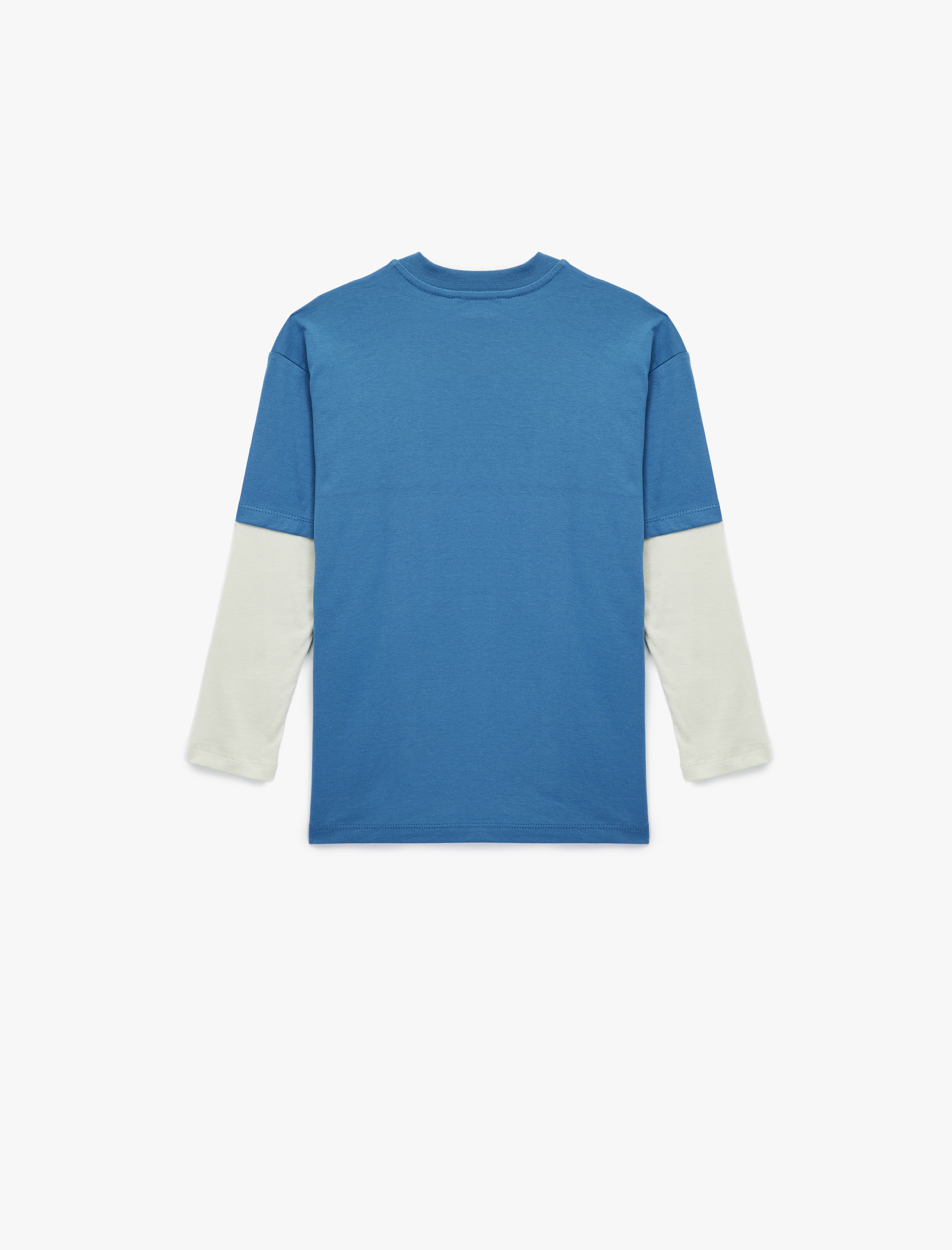  Erkek Çocuk Baskılı Uzun Kollu Bisiklet Yaka Pamuklu Tişört