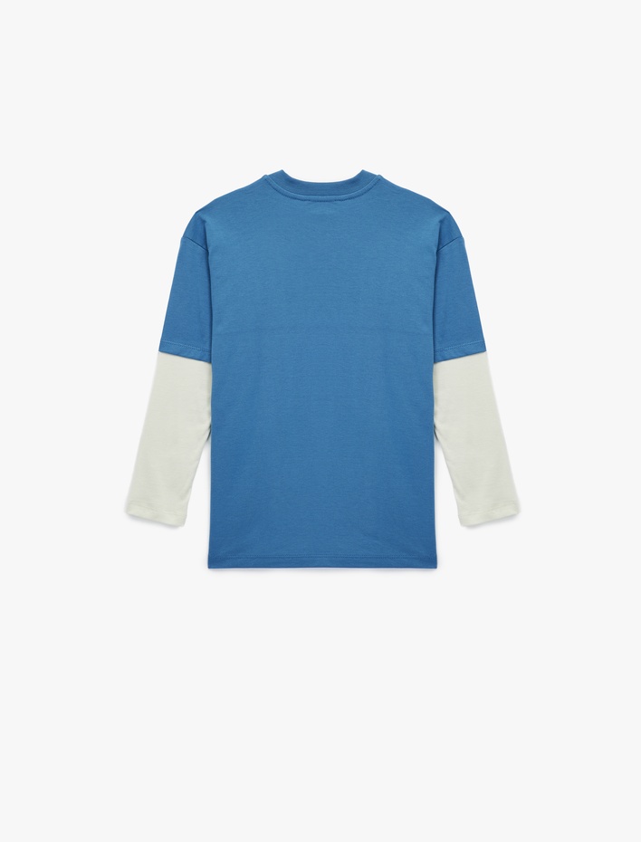 Erkek Çocuk Baskılı Uzun Kollu Bisiklet Yaka Pamuklu Tişört