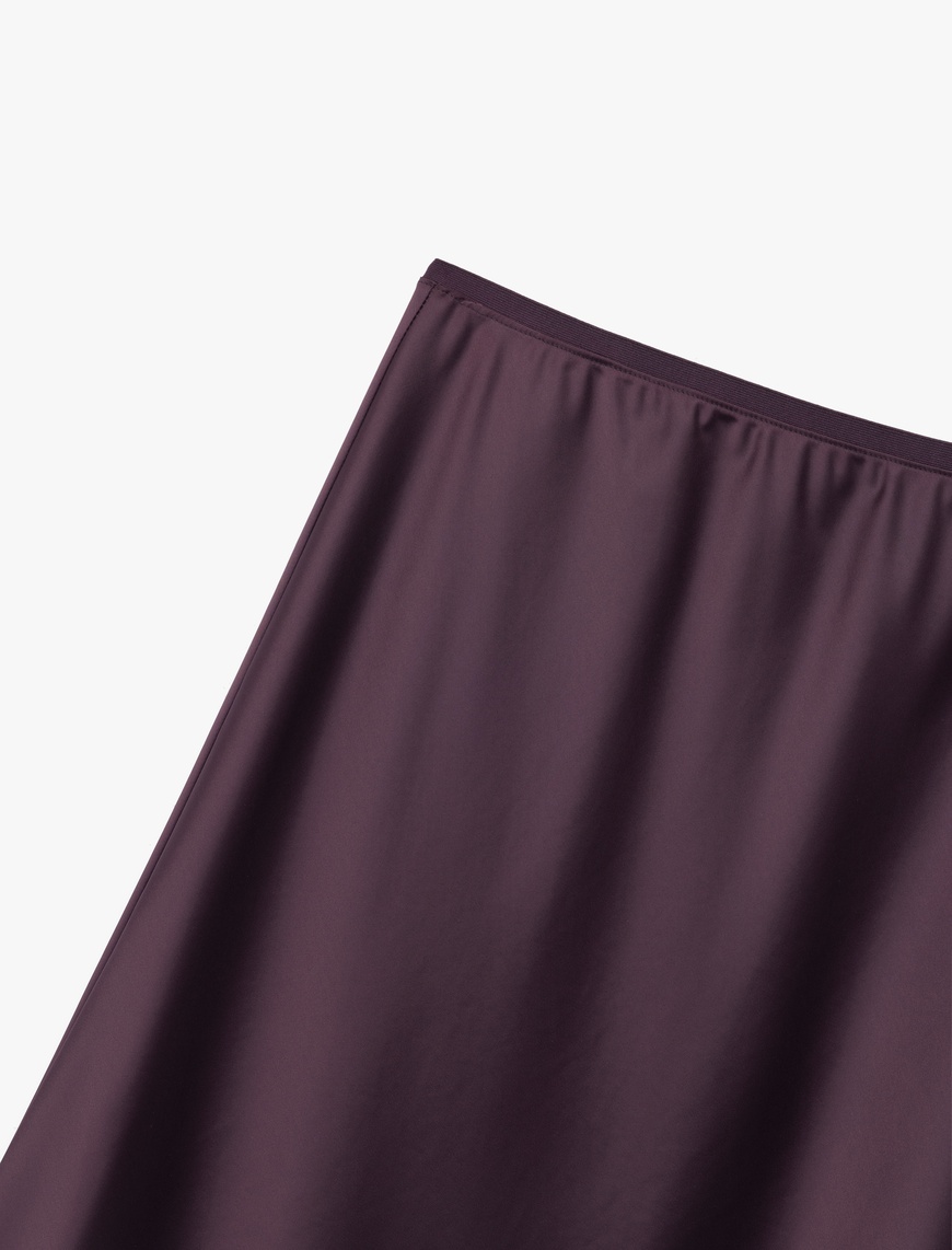   Standart Bel Regular Fit Saten Midi Etek