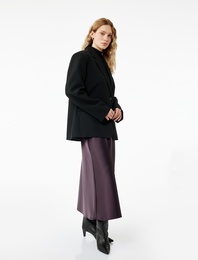 Standart Bel Regular Fit Saten Midi Etek