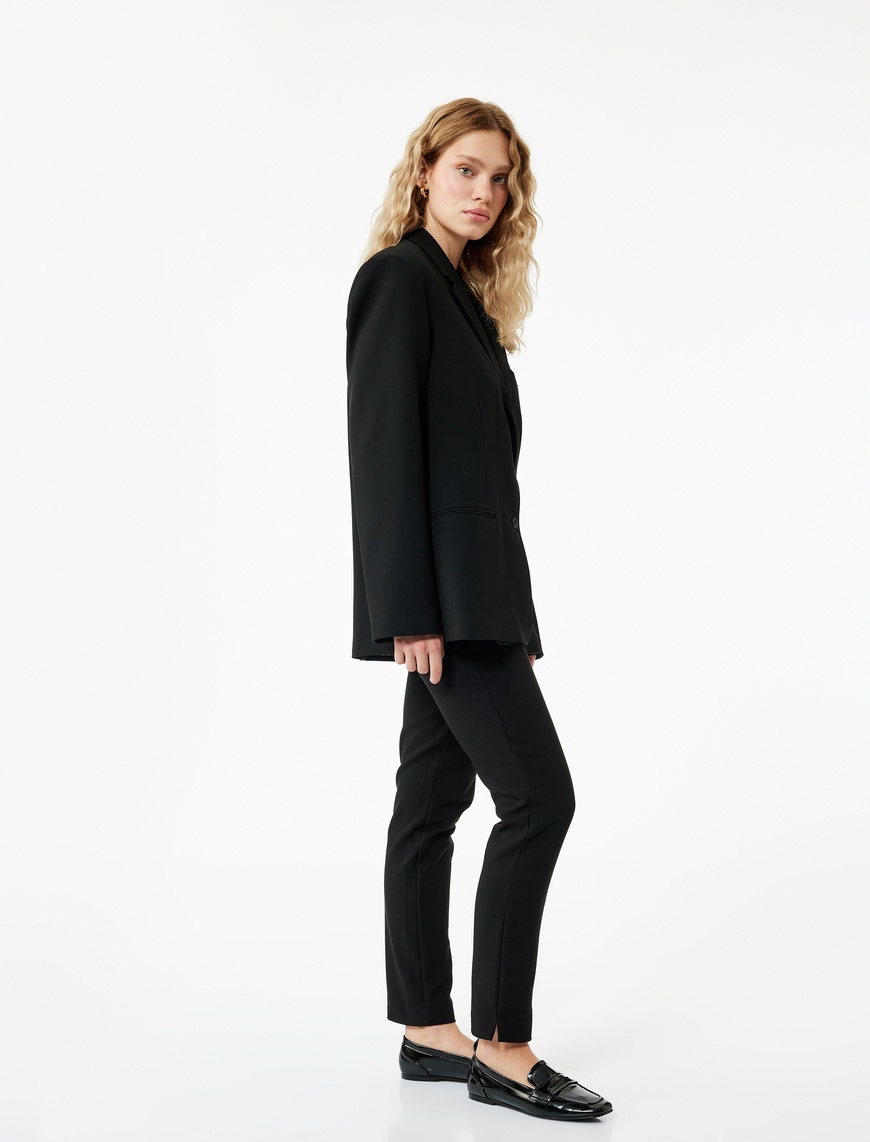   Slim Fit Cepli Yüksek Bel Cigarette Kumaş Pantolon