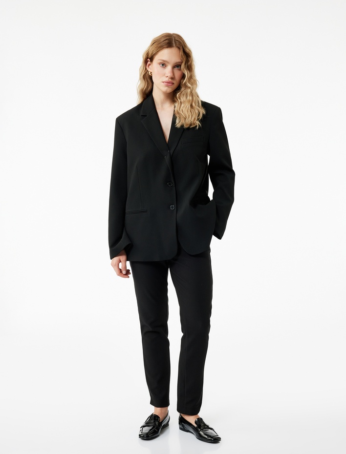  Slim Fit Cepli Yüksek Bel Cigarette Kumaş Pantolon