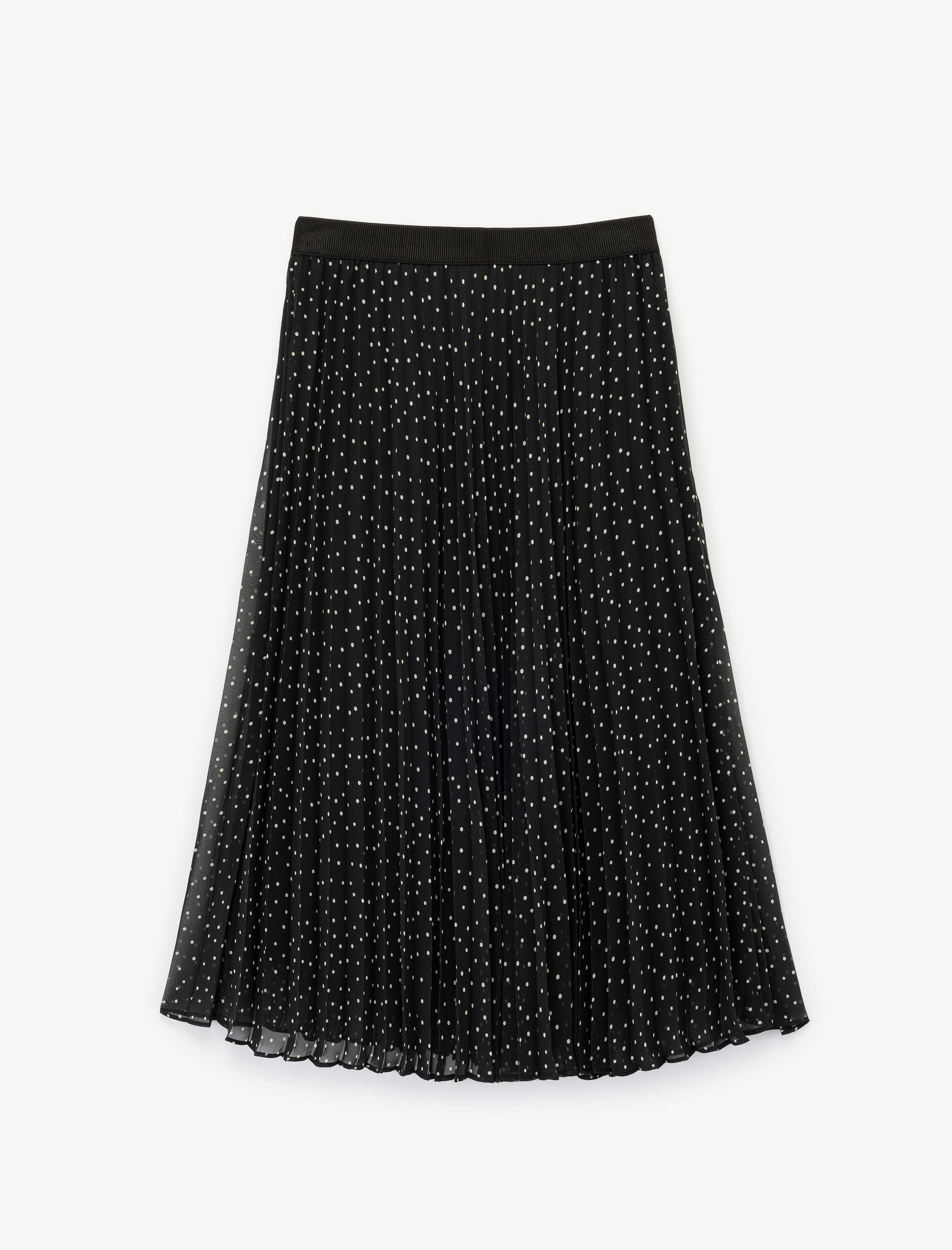   Puantiyeli İnce Piliseli Midi Boy Pileli Şifon Etek