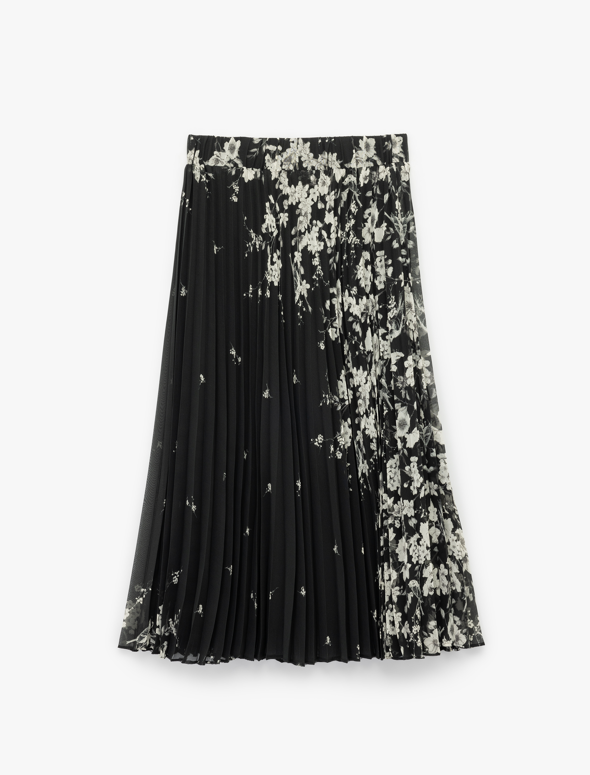   Çiçek Desenli Midi Pileli Şifon Etek