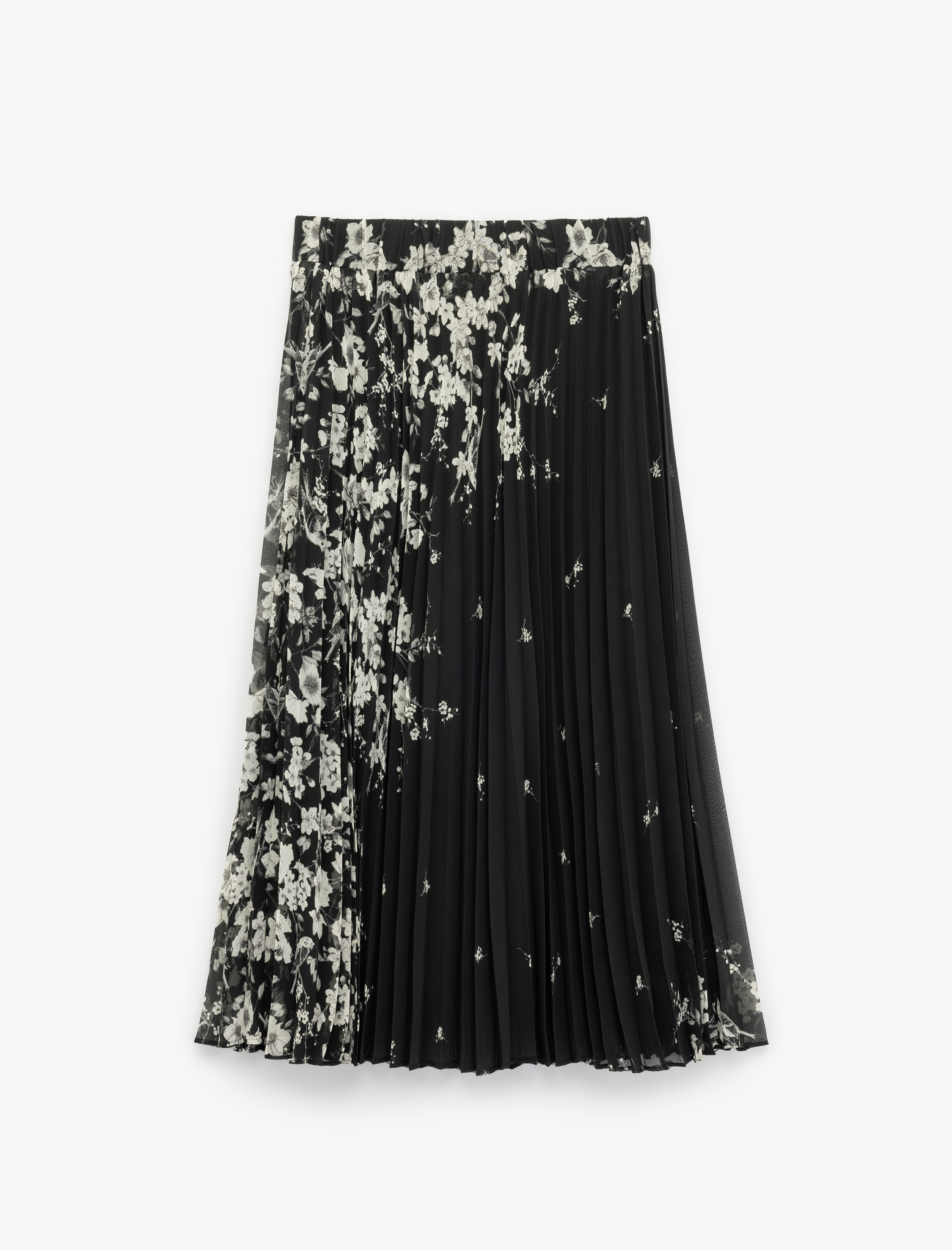   Çiçek Desenli Midi Pileli Şifon Etek