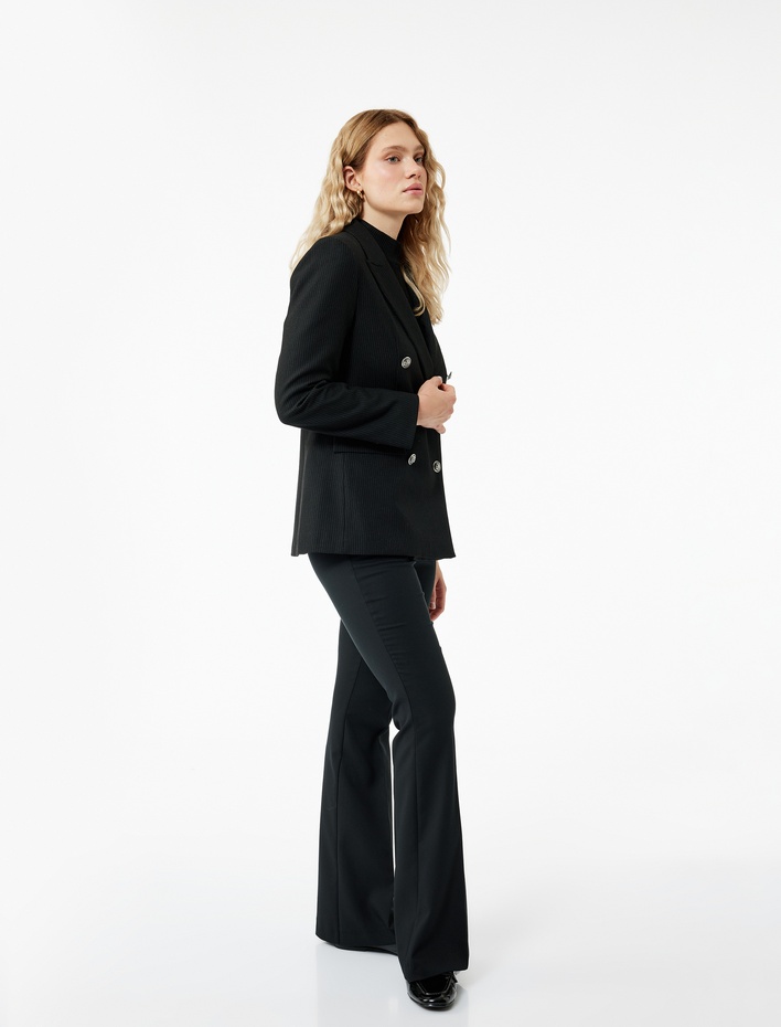  Slim Fit Standart Bel Cepli Geniş İspanyol Paça Kumaş Pantolon