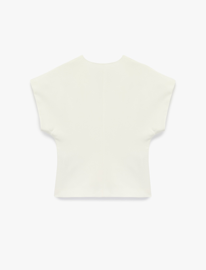   Asimetrik Kolsuz V Yaka Kruvaze Oversize Yelek