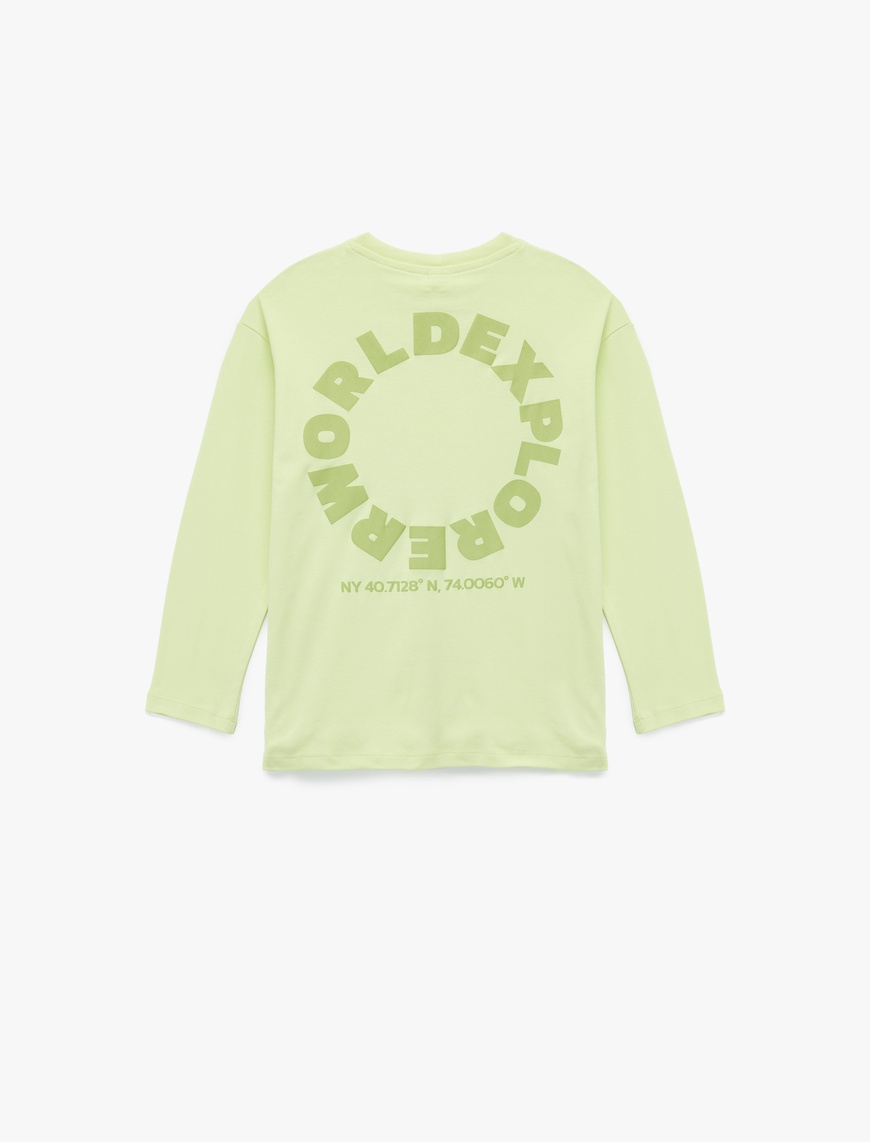  Erkek Çocuk Pamuklu Baskılı Uzun Kollu Bisiklet Yaka Oversize Sweatshirt