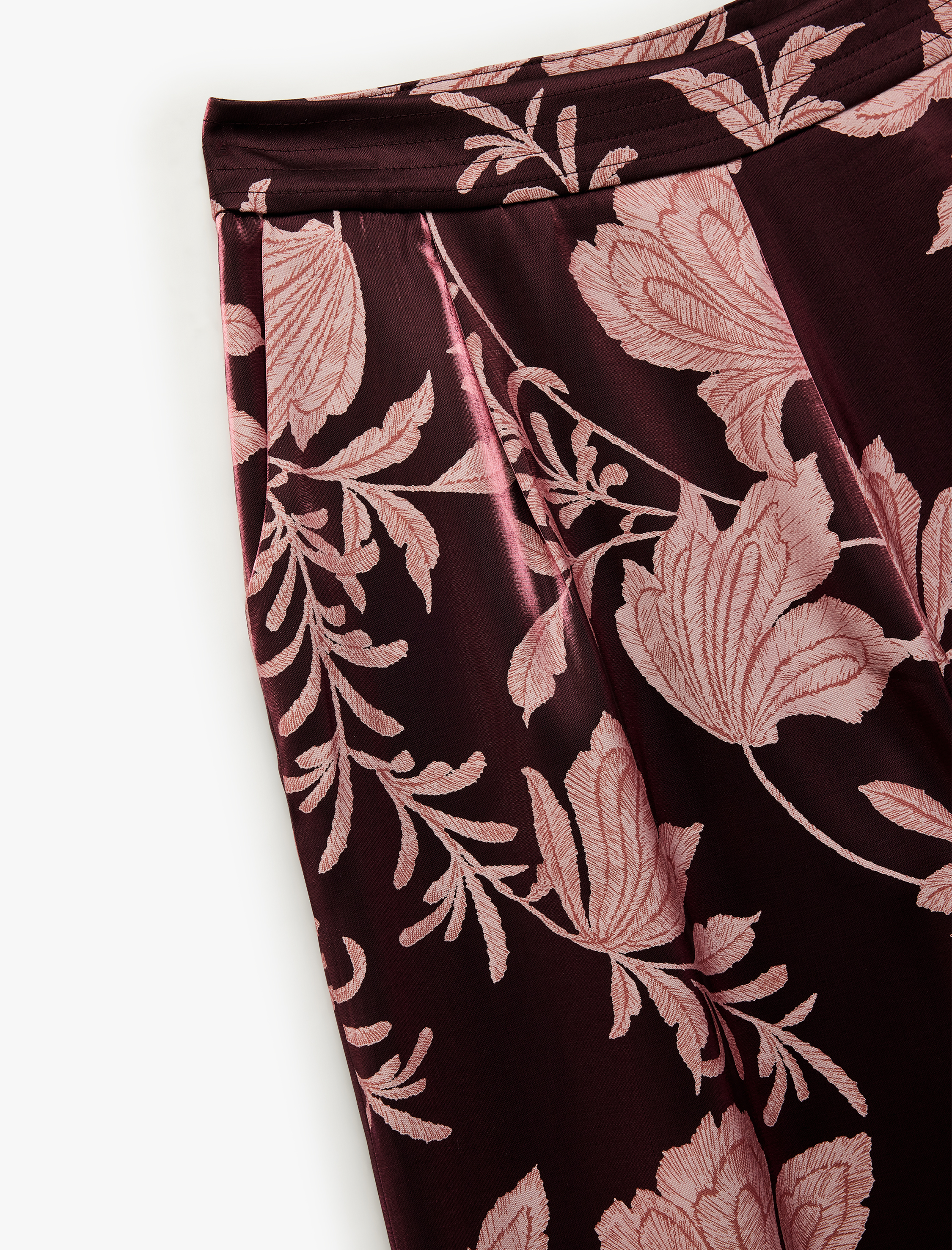   Koton X Melis Ağazat - Cepli Geniş Paça Çiçekli Saten Palazzo Pantolon