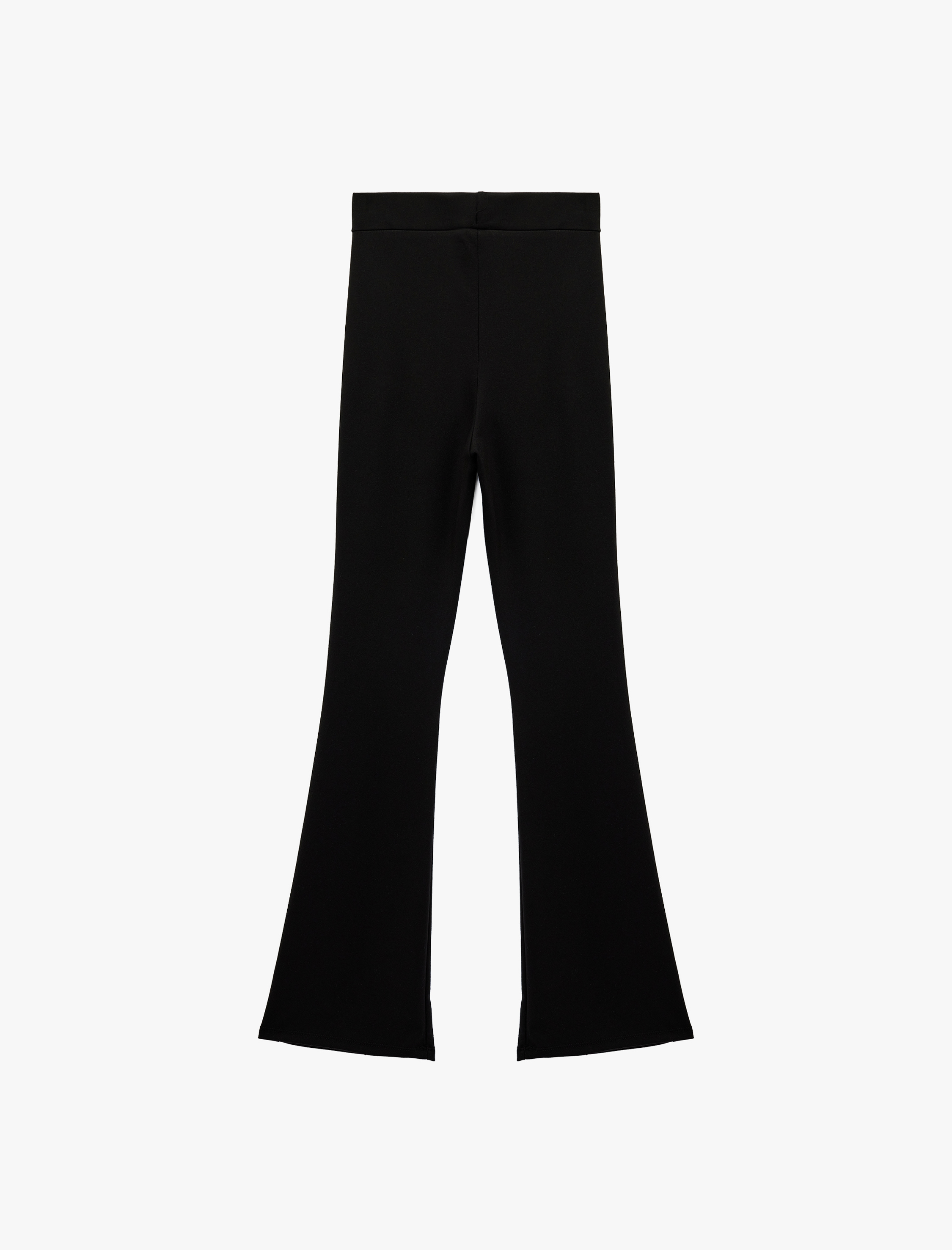   Rahat Kalıp Nervür Detaylı Yüksek Bel Spor İspanyol Paça Tayt