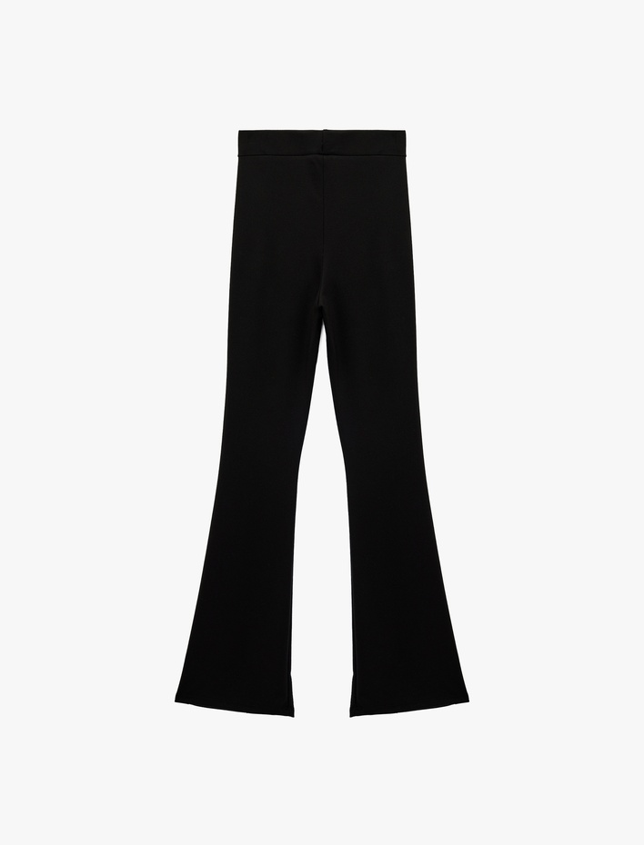  Rahat Kalıp Nervür Detaylı Yüksek Bel Spor İspanyol Paça Tayt