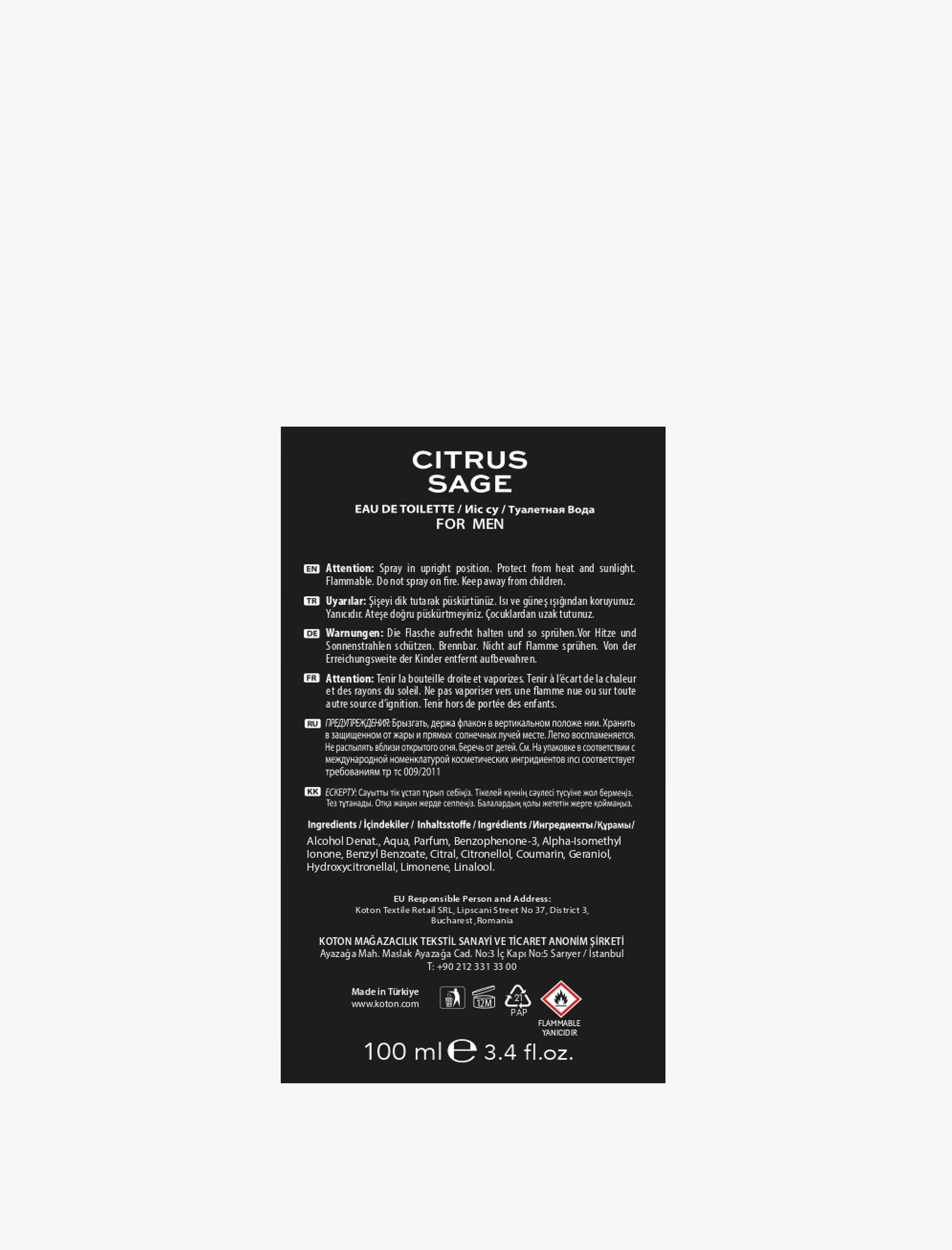  Erkek Parfüm Citrus Sage 100 ML