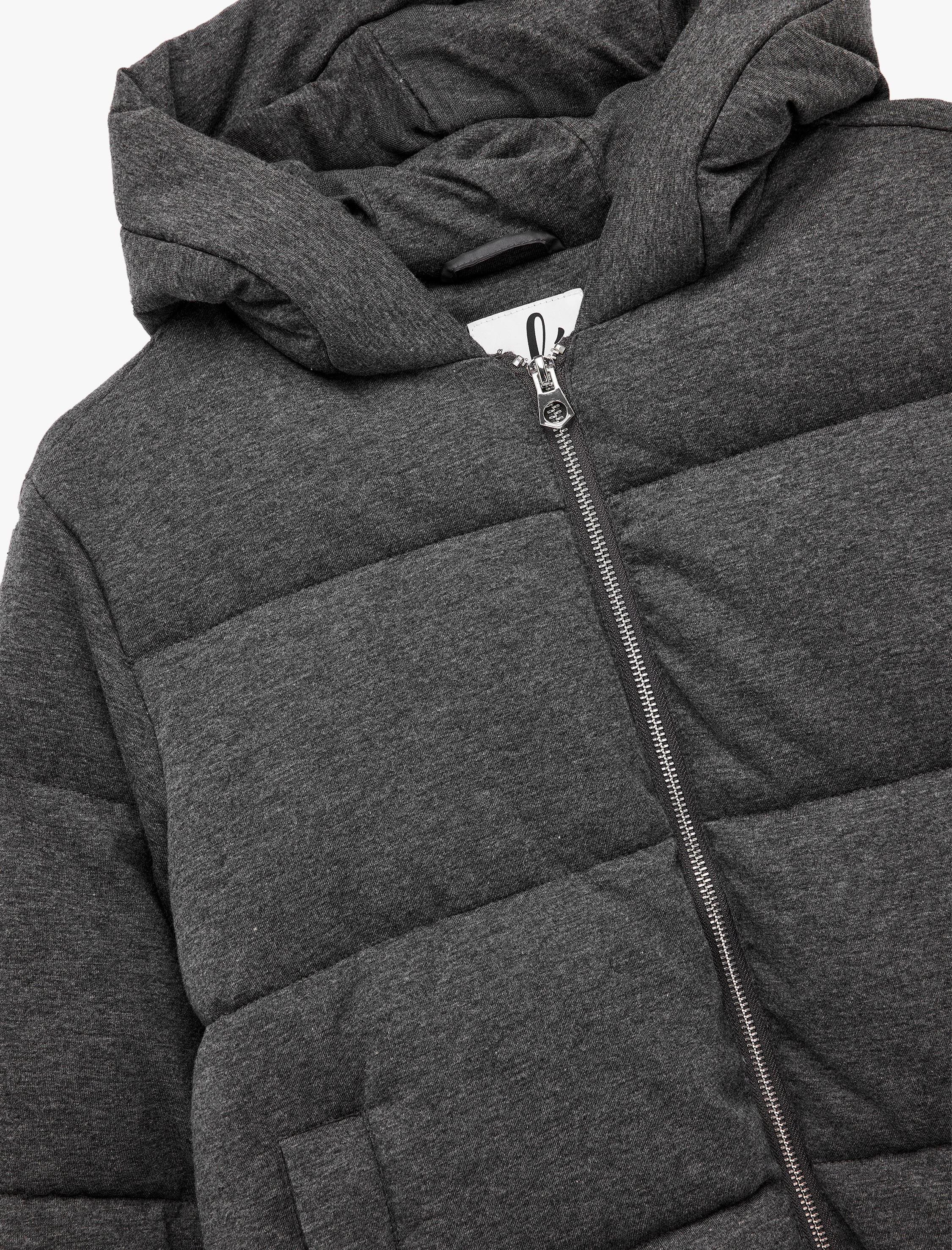 Kapüşonlu Uzun Kollu Fermuarlı Cep Detaylı Kapitoneli Anorak Şişme Mont