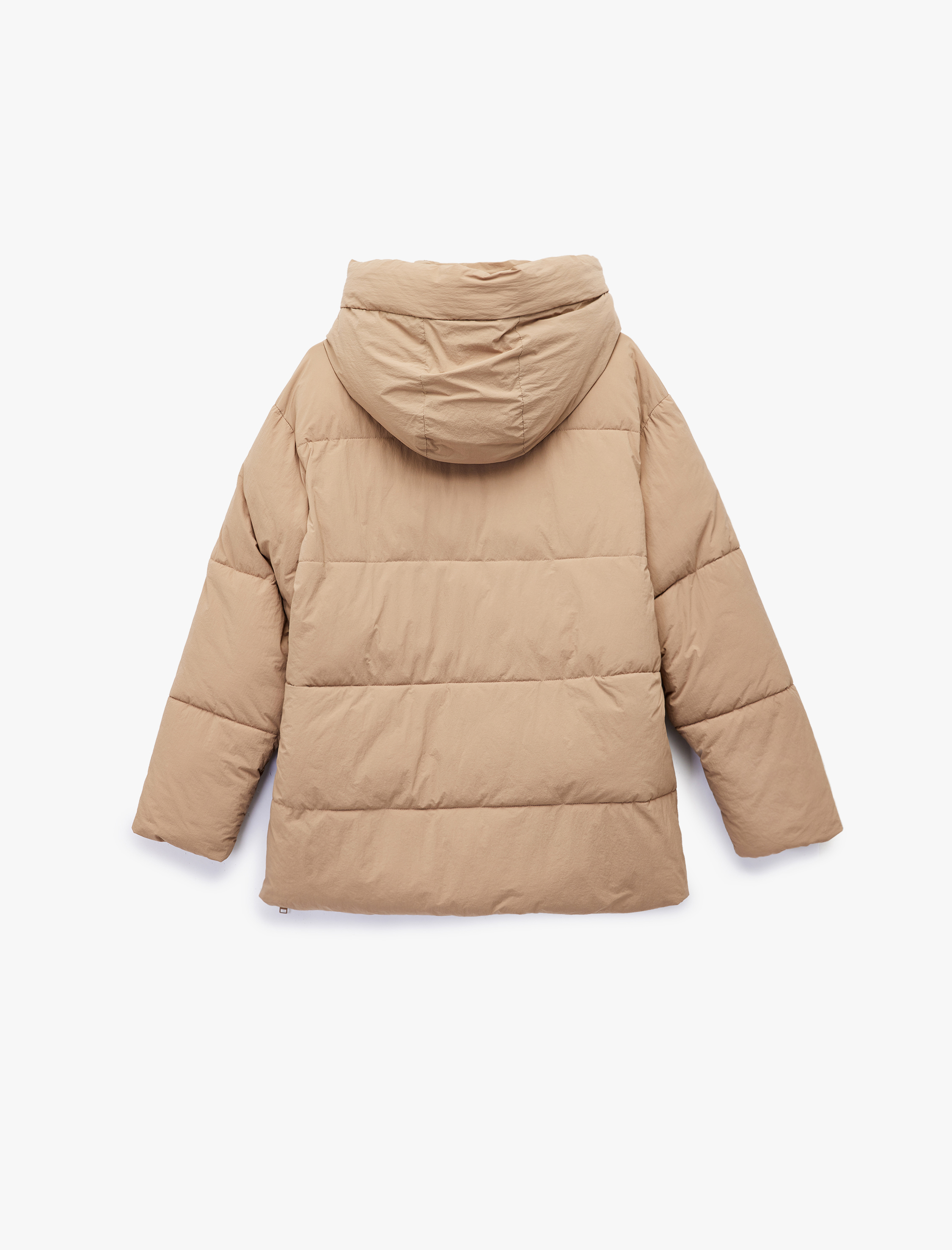   Dik Yaka Çıtçıt Düğmeli Cepli Kapitoneli Şişme Mont