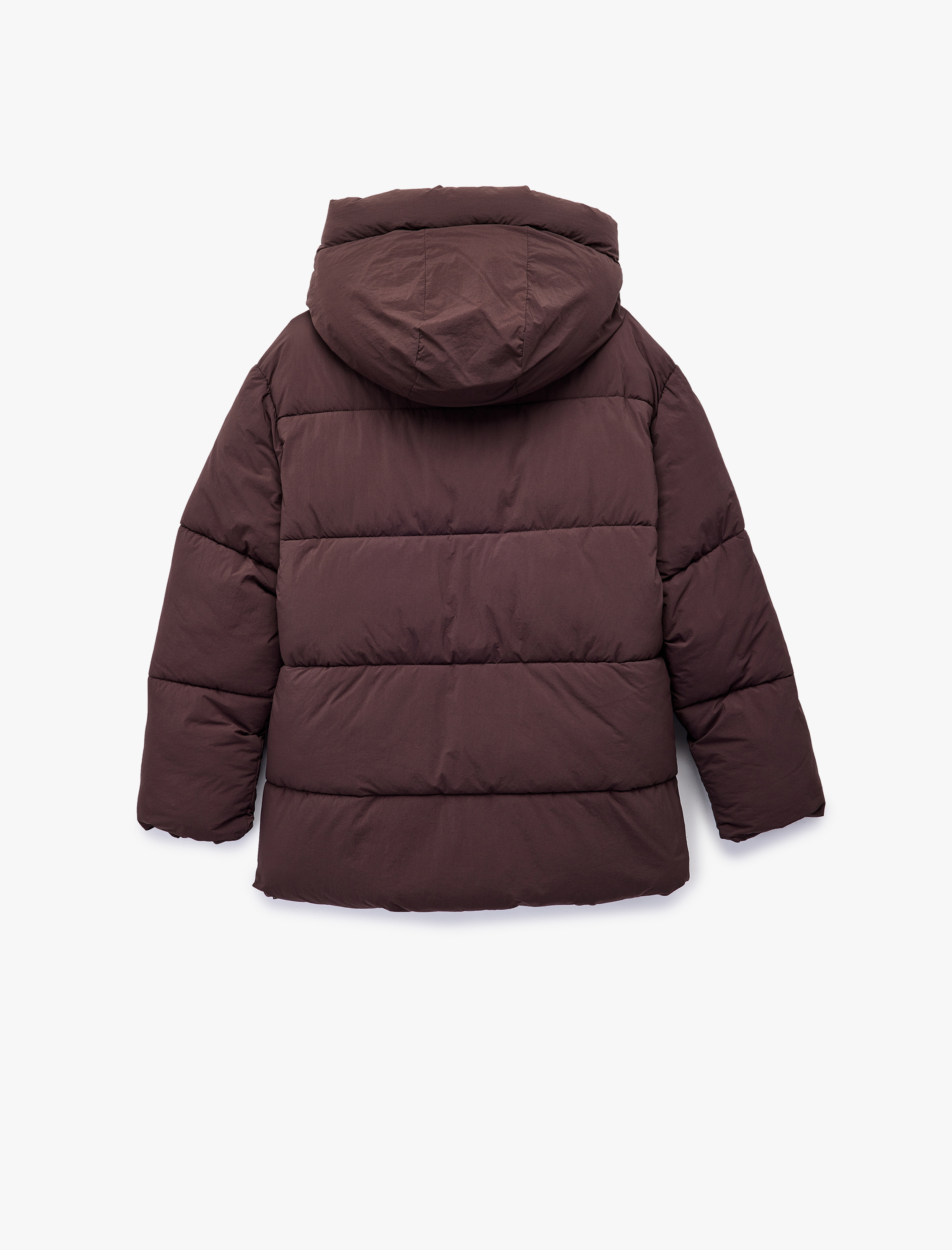   Dik Yaka Çıtçıt Düğmeli Cepli Kapitoneli Şişme Mont