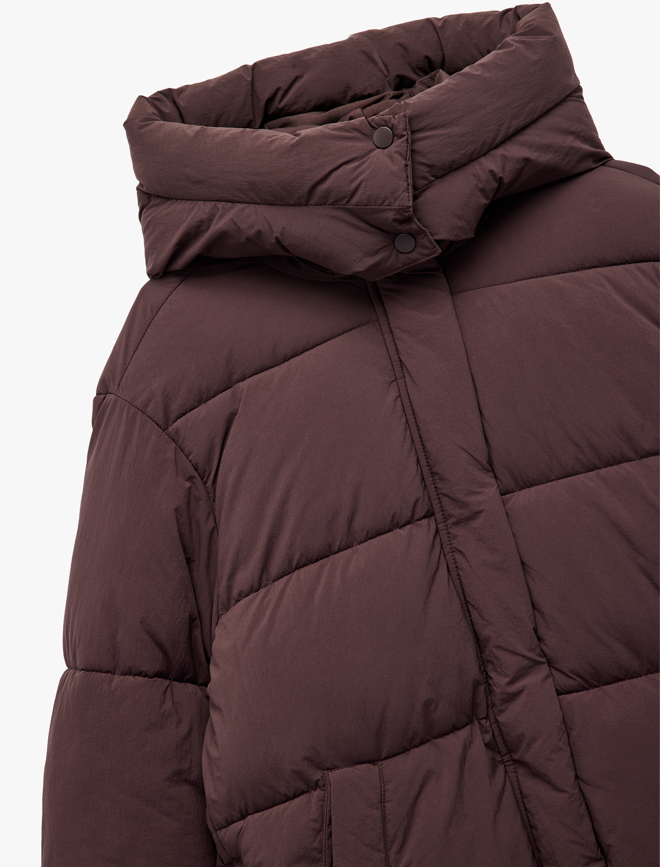   Dik Yaka Çıtçıt Düğmeli Cepli Kapitoneli Şişme Mont