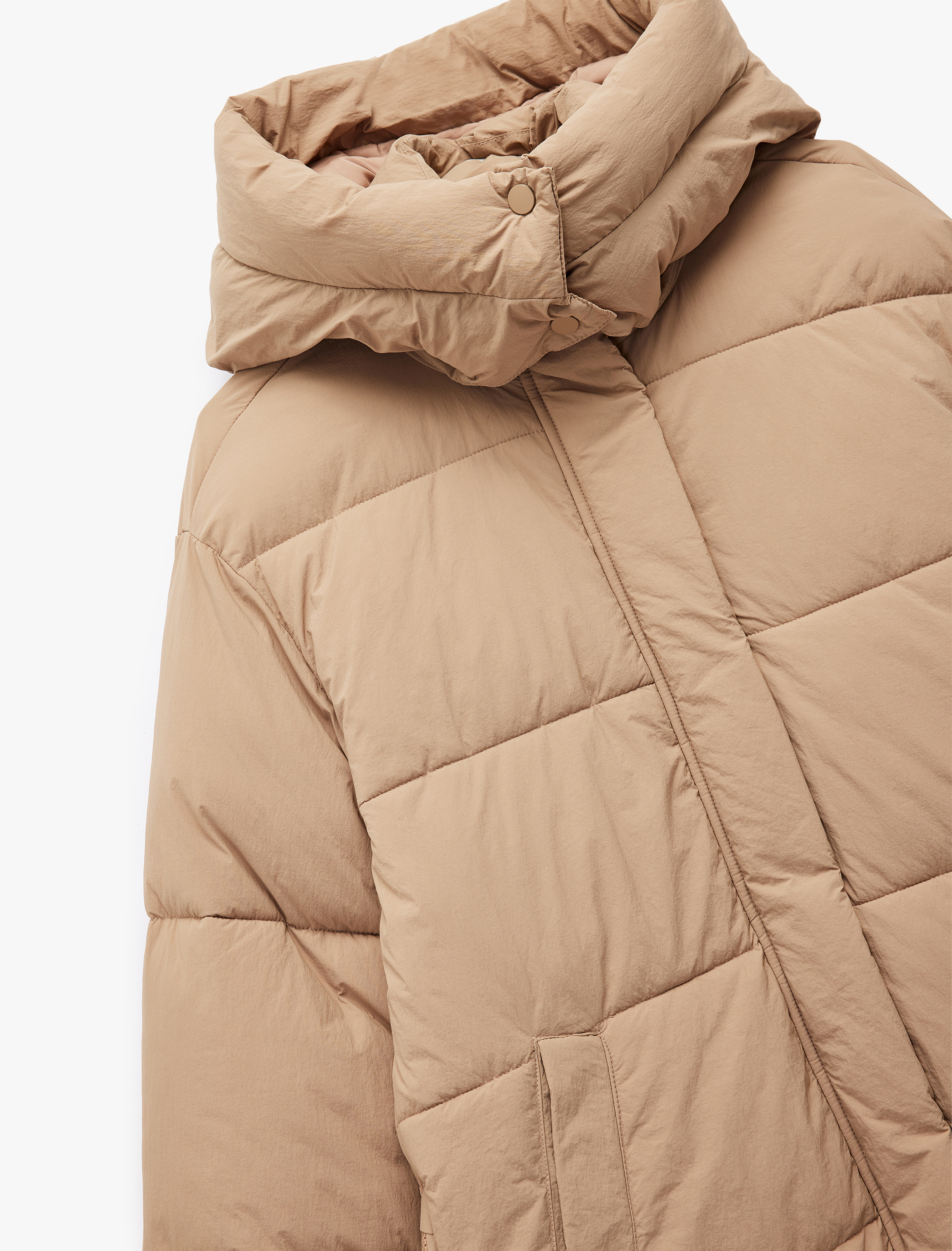   Dik Yaka Çıtçıt Düğmeli Cepli Kapitoneli Şişme Mont