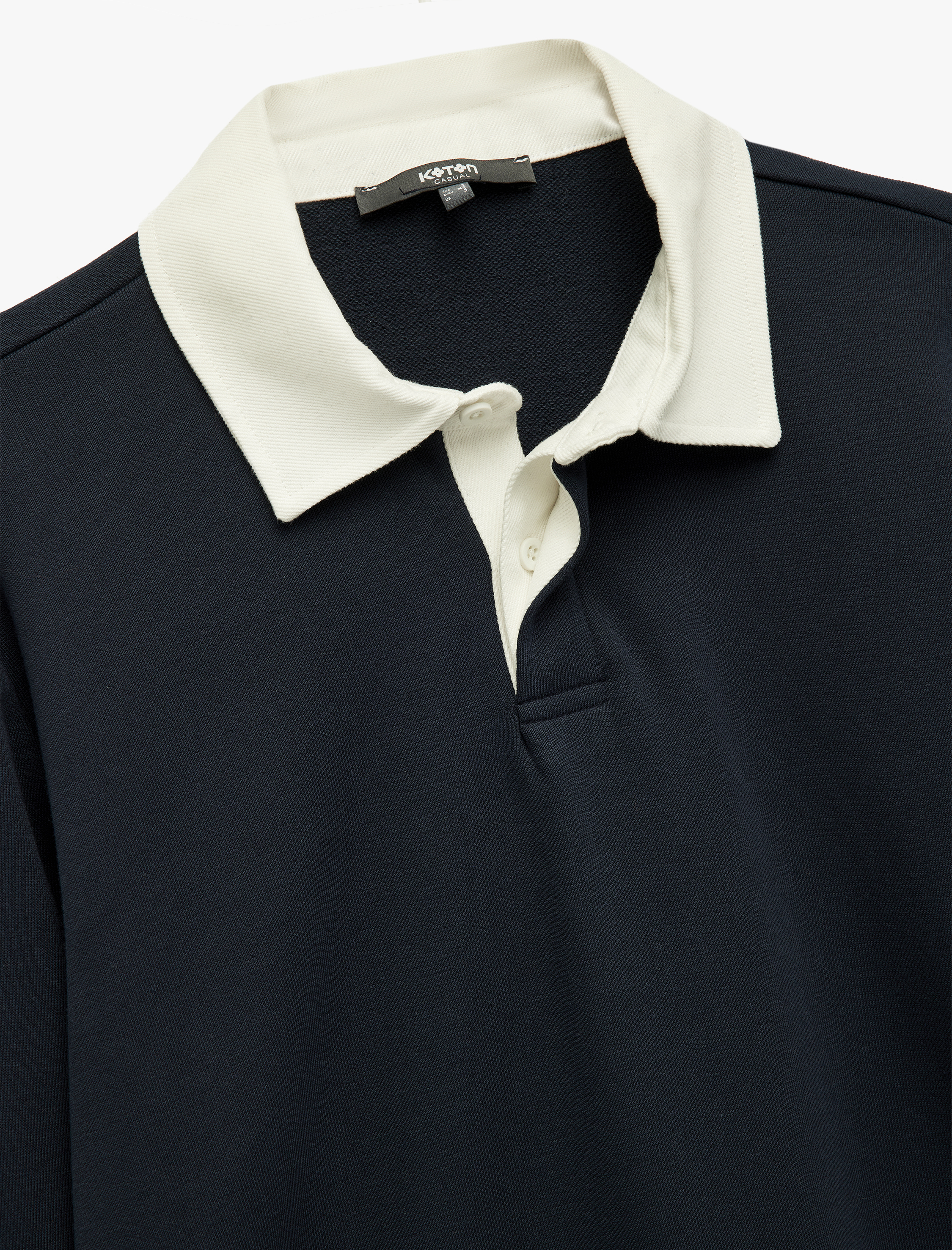   Şardonlu Düğmeli Polo Yaka Uzun Kollu Sweatshirt