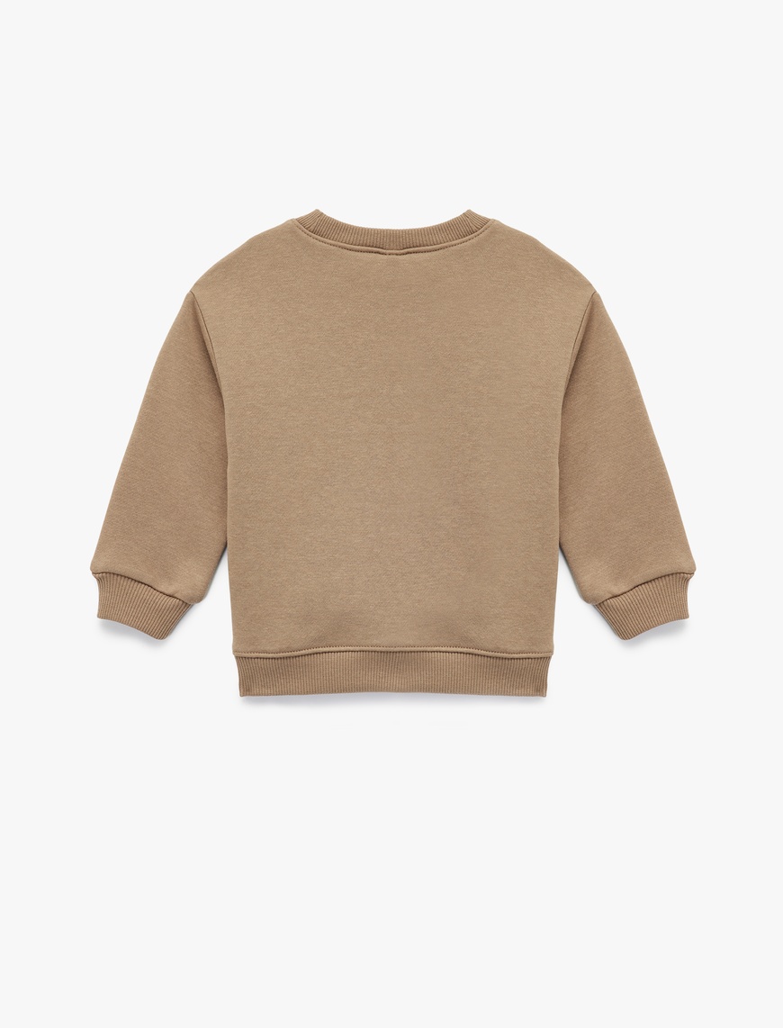  Erkek Bebek Bisiklet Yaka Uzun Kollu Şardonlu Aslan Baskılı Sweatshirt