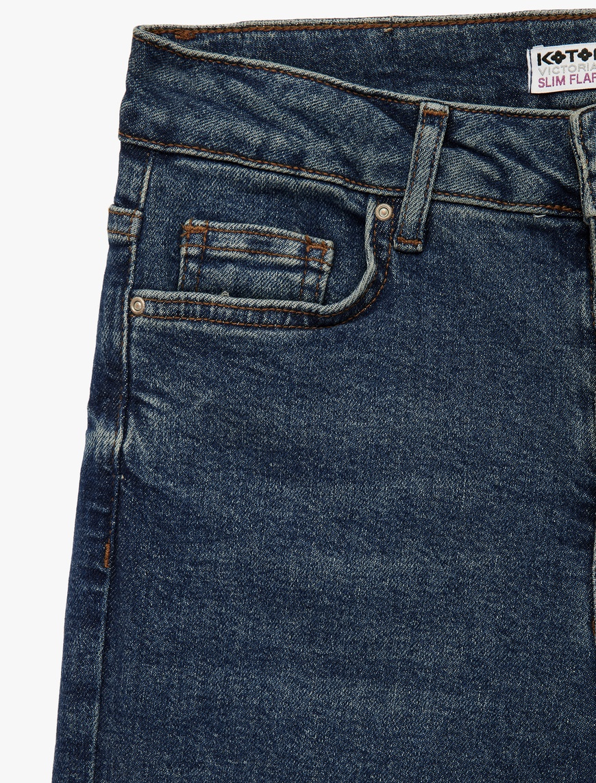   Yüksek Bel Dar Kesim İspanyol Paça Jean Pantolon - Flare Jeans