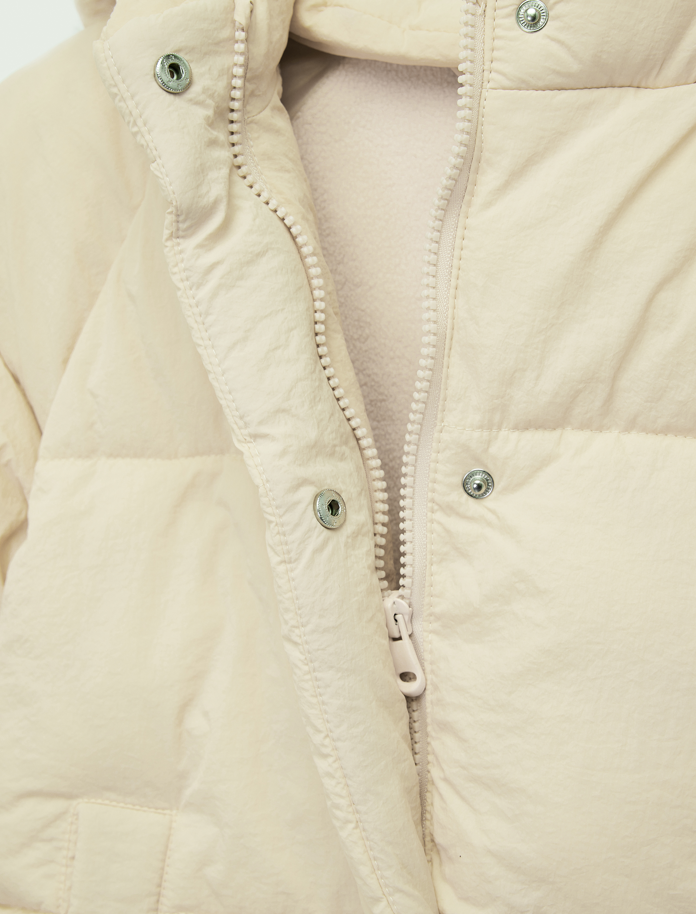  Kız Bebek Kapşonlu Cepli Uzun Kollu Fermuarlı Şişme Mont