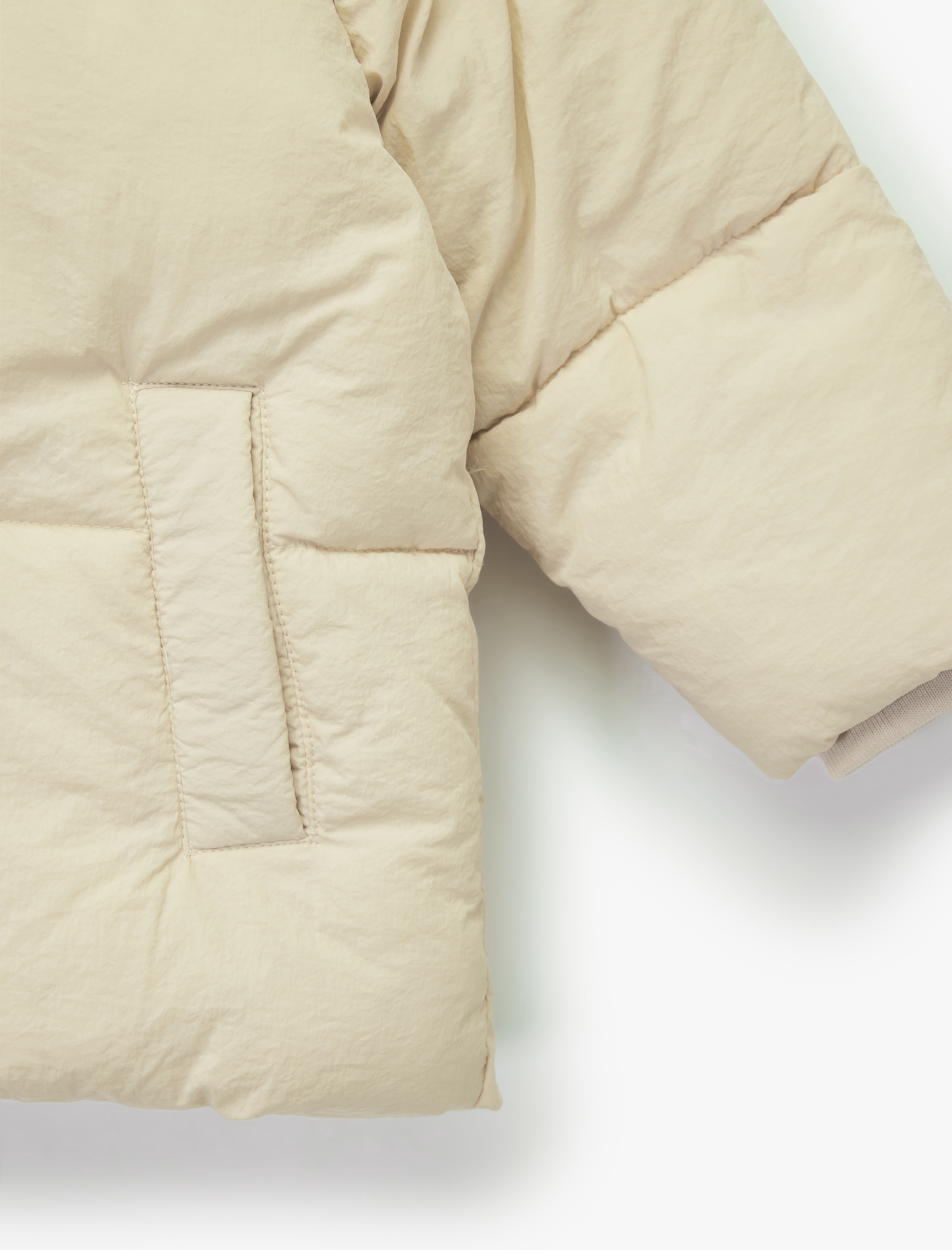  Kız Bebek Kapşonlu Cepli Uzun Kollu Fermuarlı Şişme Mont