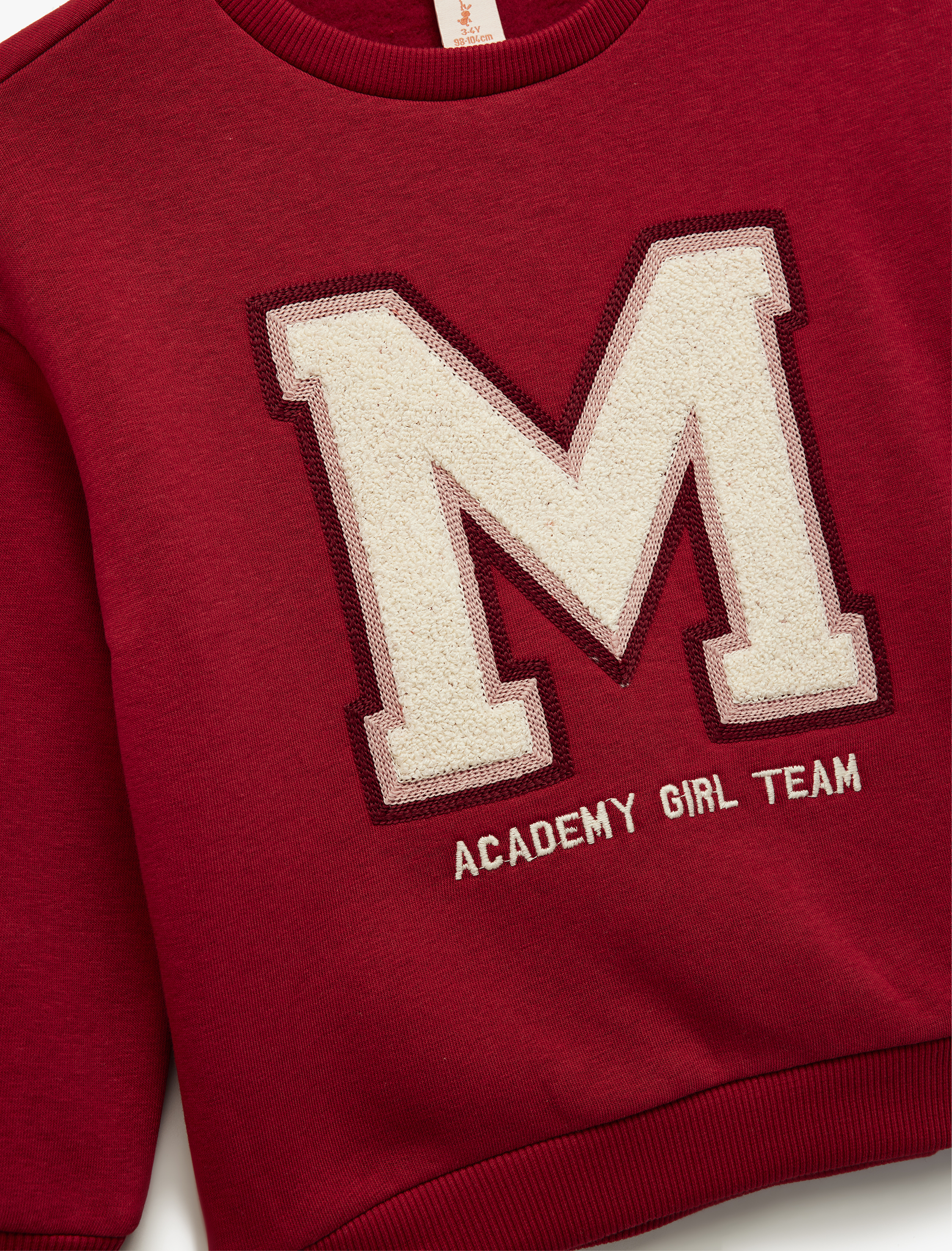  Kız Bebek Şardonlu Uzun Kollu Bisiklet Yaka Nakışlı Sweatshirt