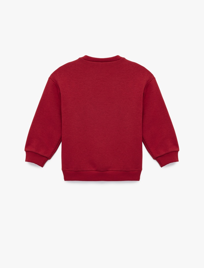 Kız Bebek Şardonlu Uzun Kollu Bisiklet Yaka Nakışlı Sweatshirt