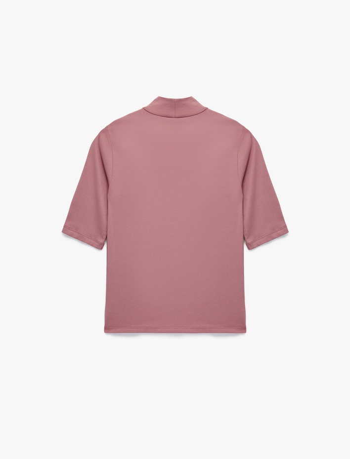  Slim Fit Pamuklu 3/4 Kol Dik Yaka Tişört