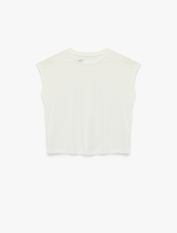  Rahat Kalıp Modal Kumaş Bisiklet Yaka Spor Sıfır Kol Tişört