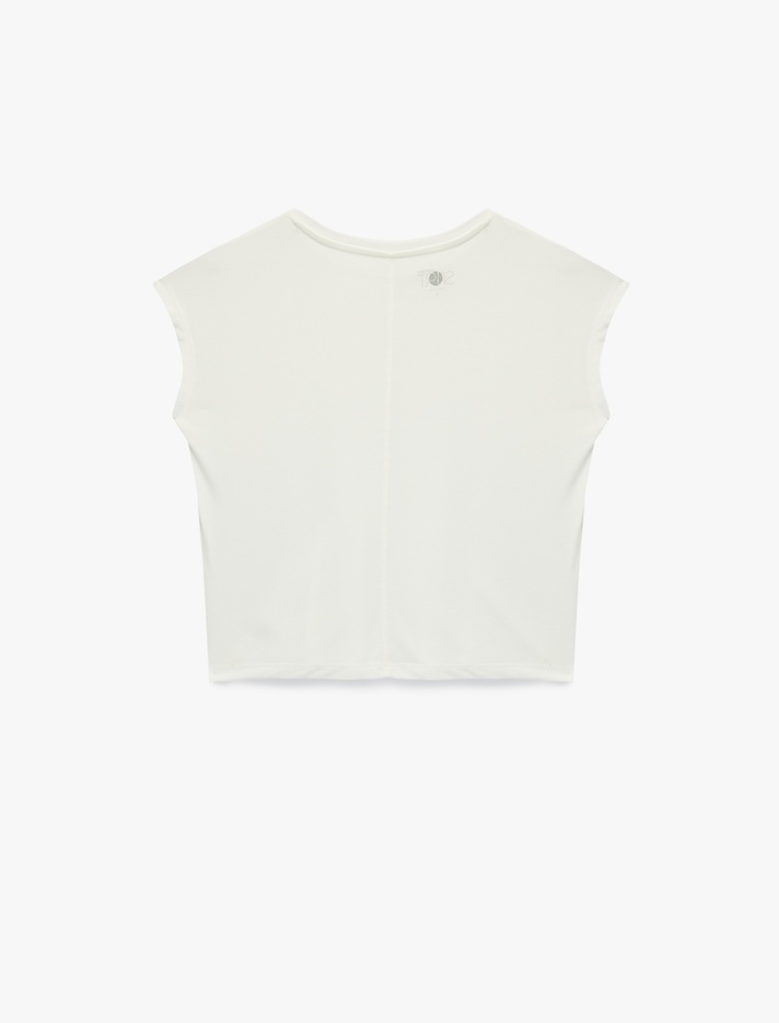  Rahat Kalıp Modal Kumaş Bisiklet Yaka Spor Sıfır Kol Tişört