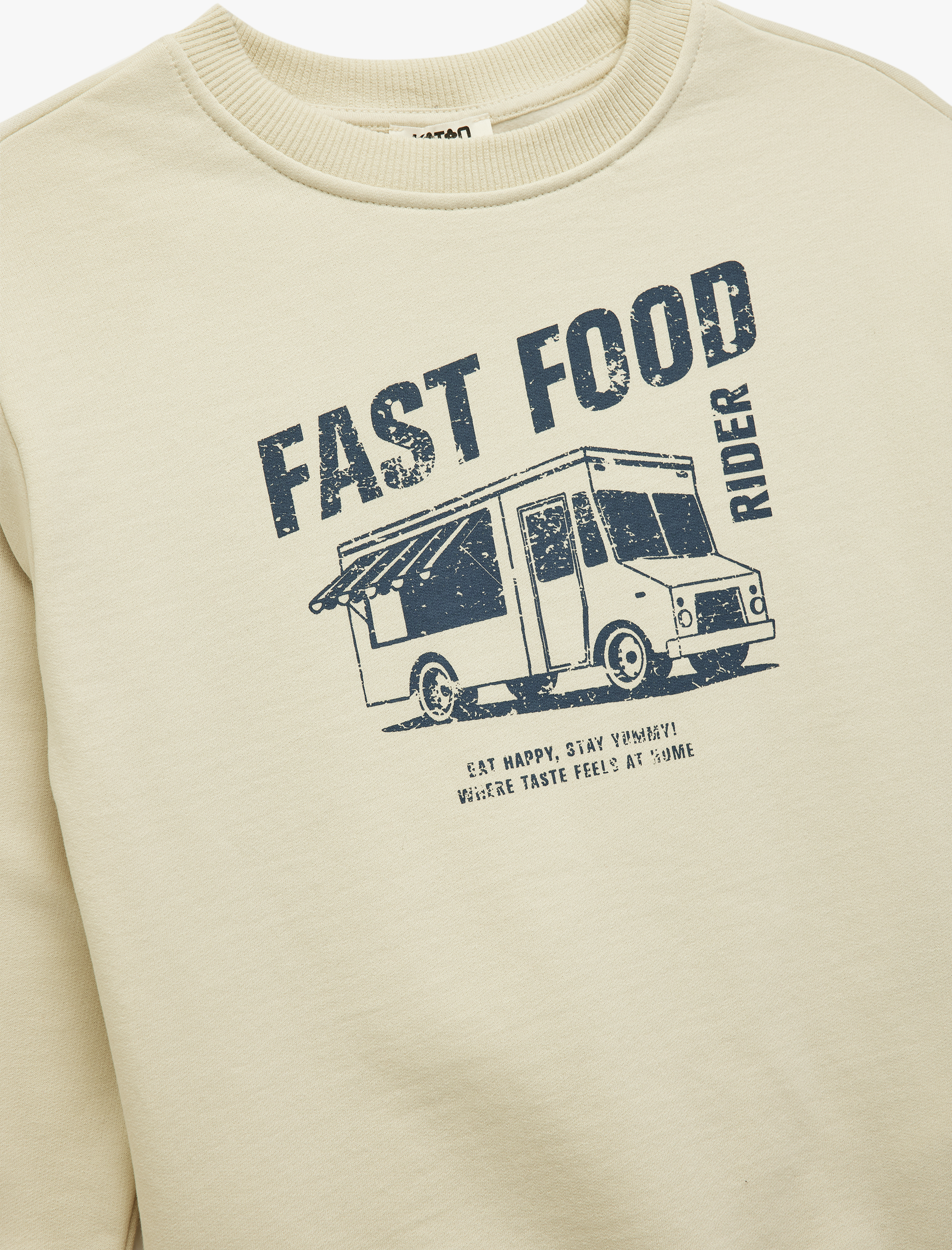  Erkek Çocuk Şardonlu Uzun Kollu Bisiklet Yaka Pamuklu Baskılı Sweatshirt