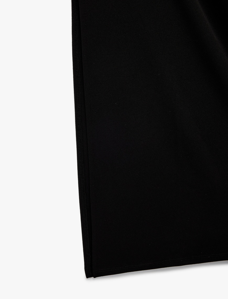   Krep Scuba Kumaş Slim Fit Drape Detaylı Straplez Kalem Elbise